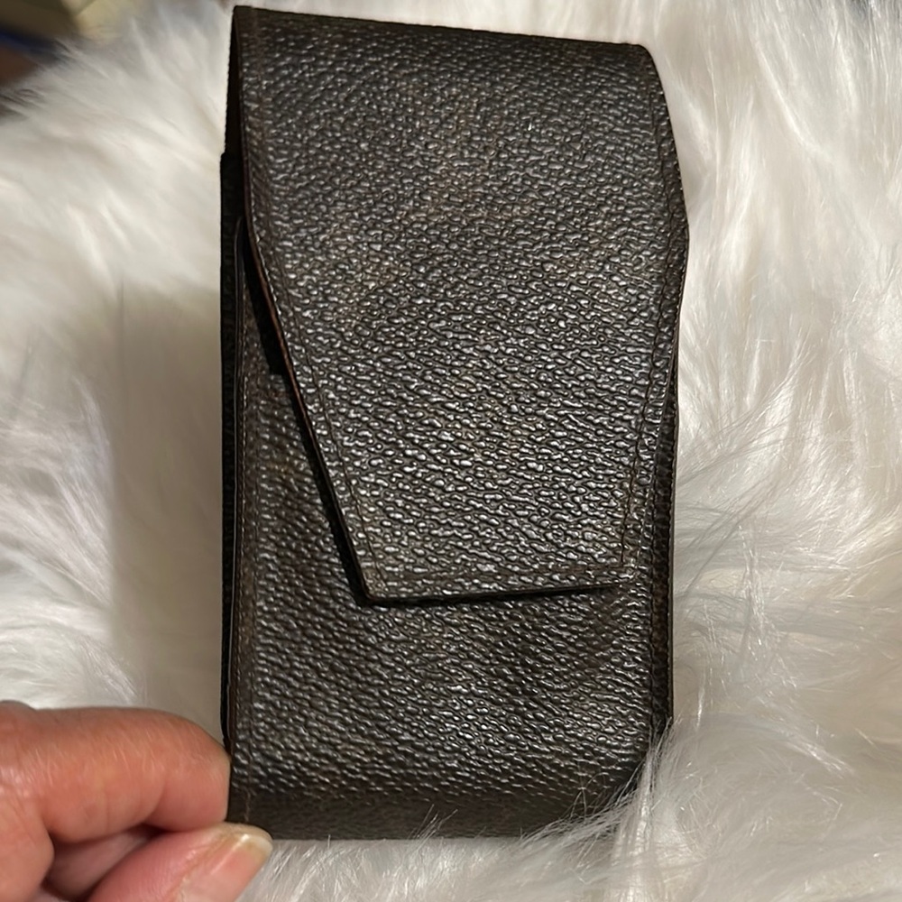Louis Vuitton Brown Leather Phone Case with Flap Closure